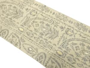 手織り紬　花更紗模様織り出し　名古屋帯